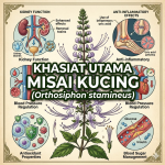 Daun Misai Kucing (Orthosiphon stamineus Benth.): Tinjauan Akademik terhadap Potensi Diuretik, Antiurolitiasis, Antidiabetik, Neuroprotektif dan Antioksidan image